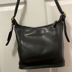 Vintage black leather coach hobo bag
